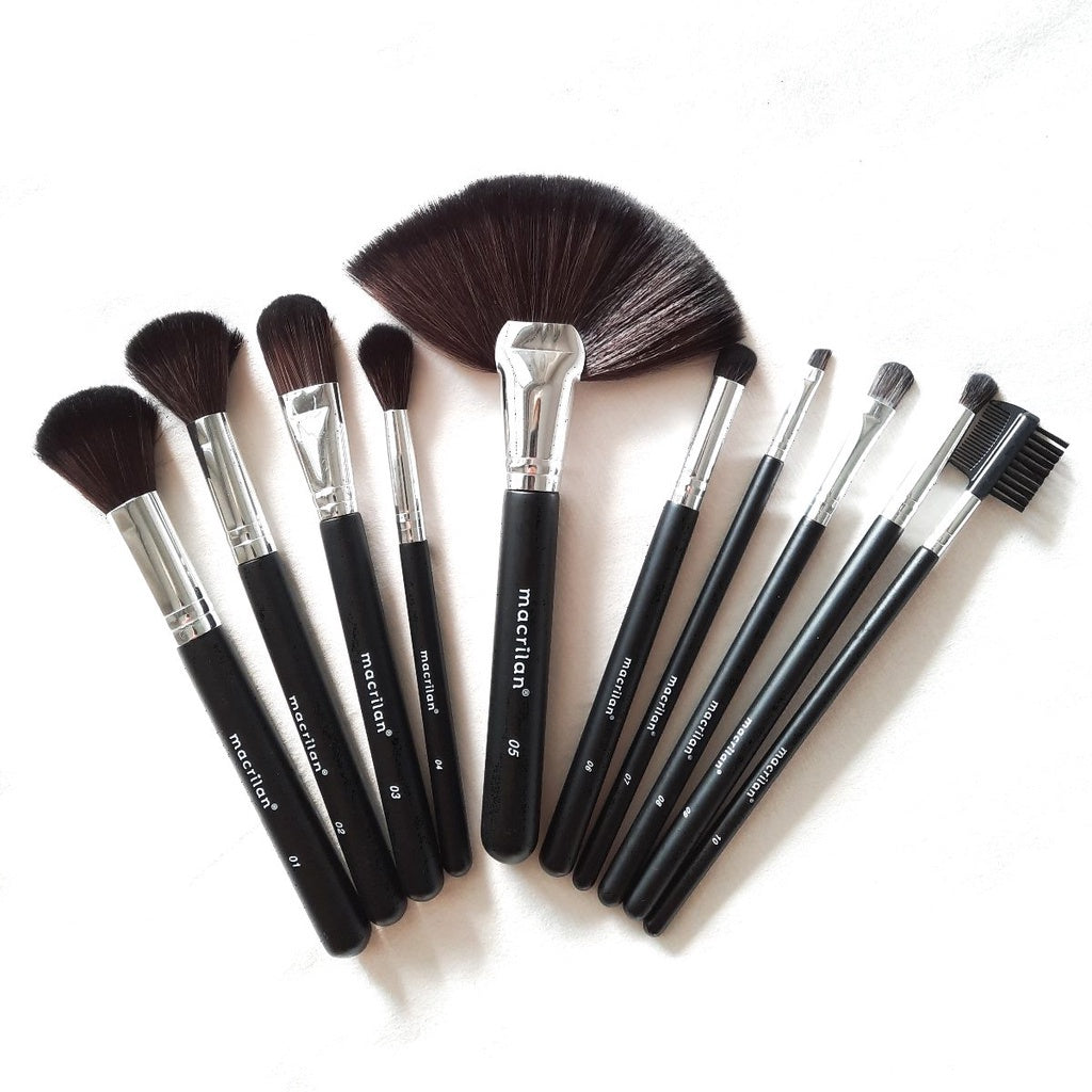Kit com 10 pincéis para maquiagem KP9-1B - Macrilan