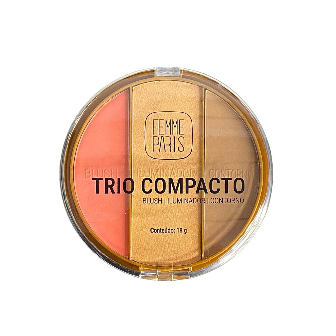 Trio Compacto Blush, Iluminador e Contorno - Femme Paris