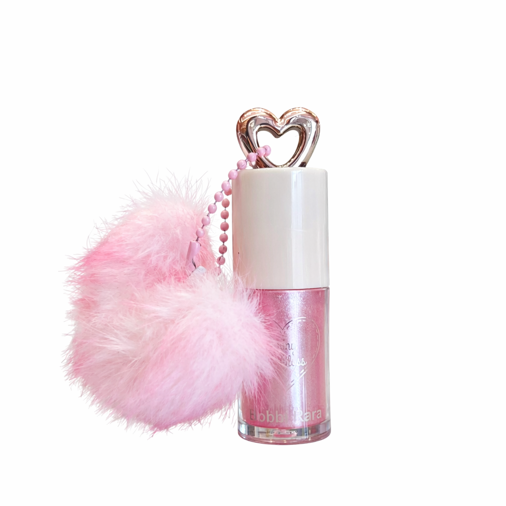 Lip Gloss Shiny Chaveiro Com Pom Pom Coração - Bobbi Rara