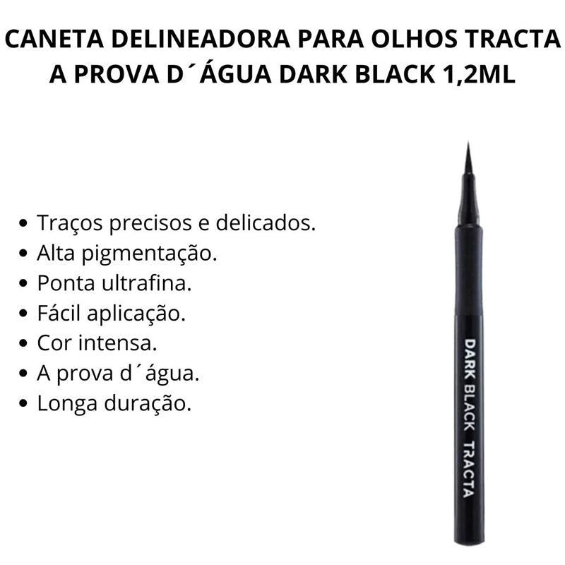 Caneta Delineadora Á Prova D'Água Dark Black Preto - Tracta