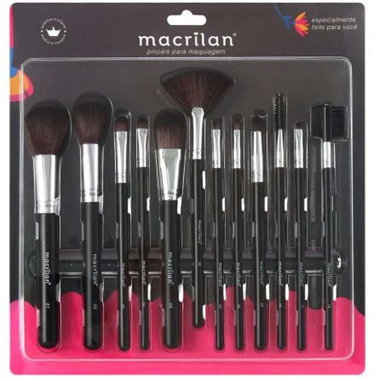 Kit KP9-1A com 12 pincéis para maquiagem - Macrilan