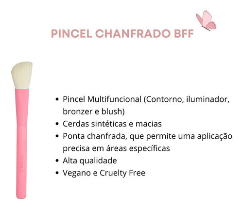 Pincel Chanfrado Maquiagem BFF Blush Contorno Iluminador - Vizzela