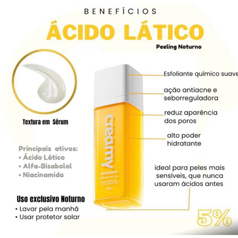 Sérum Facial Ácido Lático Anti-acne 30ML- Creamy