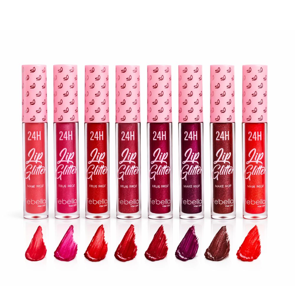Batom Lip Glitter Liquido 24H efeito matte - Febella