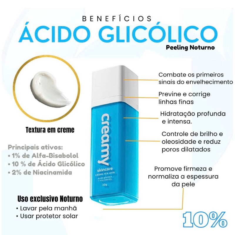 Ácido Glicólico Renovador Redutor de Linhas 30G - Creamy