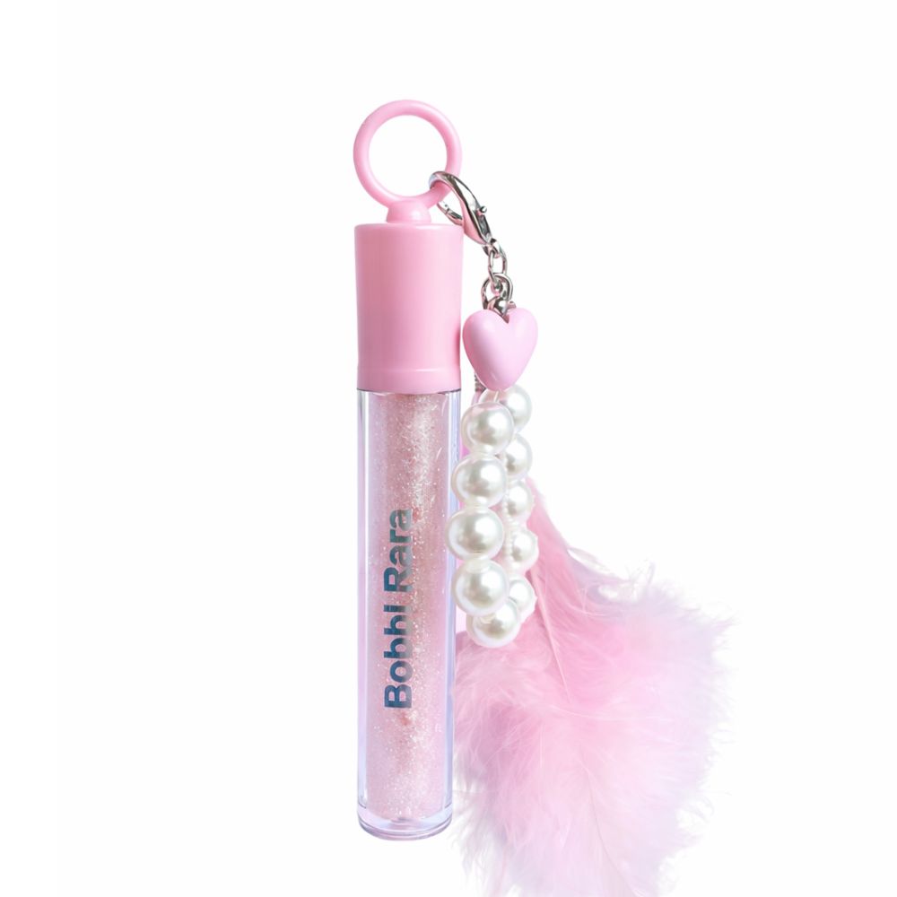Lip Gloss com Brilho e Pena de Chaveiro - Bobbi Rara