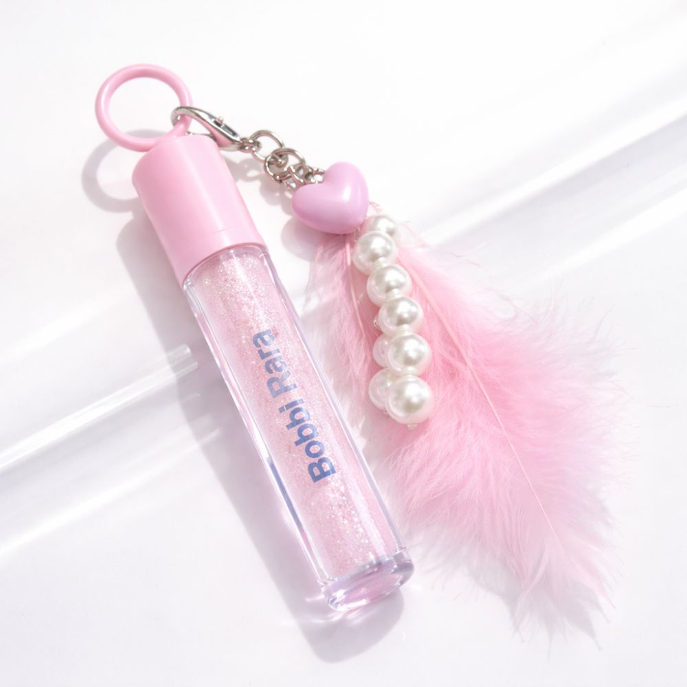 Lip Gloss com Brilho e Pena de Chaveiro - Bobbi Rara