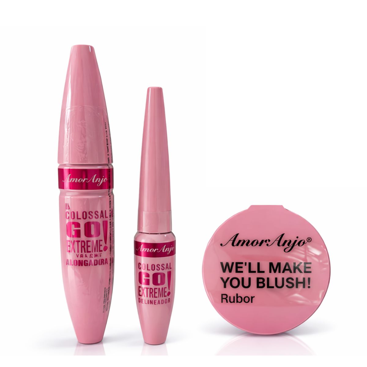 Kit 3 em 1 Colossal máscara, delineador e blush - Amor Anjo