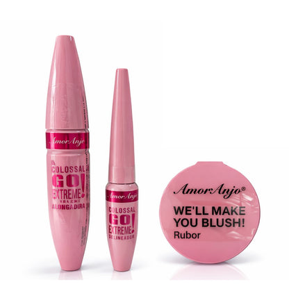 Kit 3 em 1 Colossal máscara, delineador e blush - Amor Anjo